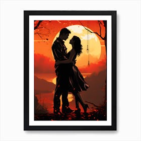 Valentines Night Magic Lunar Art For Lovers Art Print