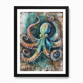 Octopus Pastel Watercolour 1 Poster