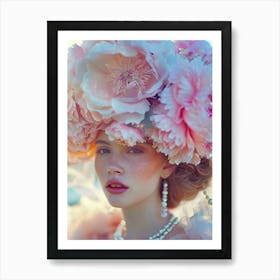 Peony girl Art Print