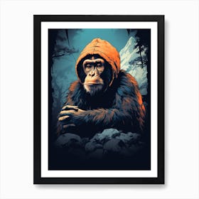 Thinker Monkey Lofi Style Illustration 6 Art Print