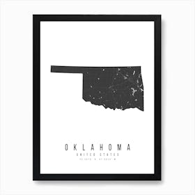 Oklahoma Mono Black And White Modern Minimal Street Map Art Print