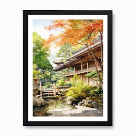 Ryoan Ji Garden Japan Watercolour 2 Art Print