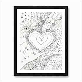 Heart Coloring Page 1 Art Print