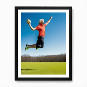 Senior Man Jumping In The Air Art Print