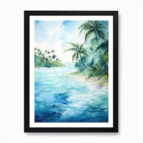 Watercolor Of Tropical Beach Art Print