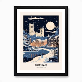 Winter Night  Travel Poster Durham United Kingdom 3 Art Print