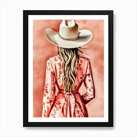 Cowgirl In Pink Dress Art Print