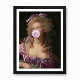 Lavender Lady Blowing A Bubble Art Print