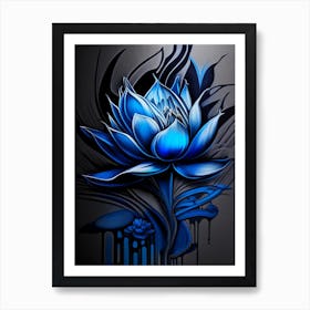 Blue Lotus Graffiti 2 Art Print