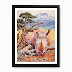 Patchwork Rhino With The Trees 6 Art Print