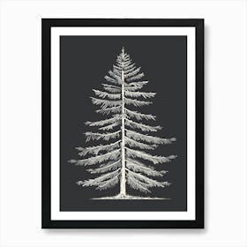 Douglas Fir Tree Minimalistic Drawing 3 Art Print