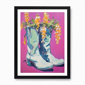 A Painting Of Cowboy Boots With Snapdragon Flowers, Fauvist Style, Still Life 10 Art Print