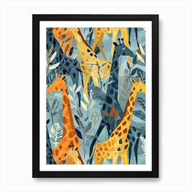 Kitsch Giraffe Illustrative Pattern 4 Art Print