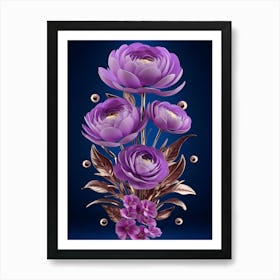 Purple Flowers In A Vase Art Print