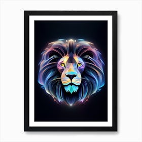 Neon Lion Head 1 Art Print