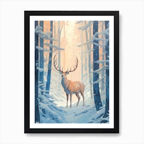 Winter Elk 3 Illustration Art Print