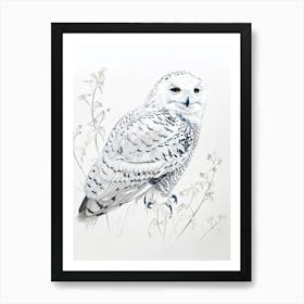 Snowy Owl Marker Drawing 3 Art Print