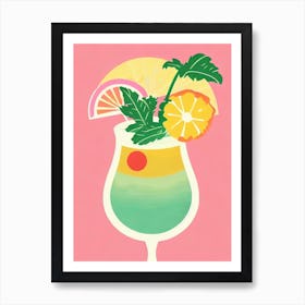 Japanese Retro Pink Cocktail Poster Art Print