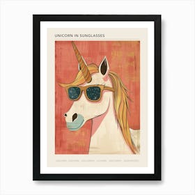 Storybook Style Unicorn With Sunglasses Muted Pastels 1 Poster Art Print