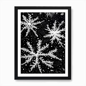 Stellar Dendrites, Snowflakes, Black & White 2 Art Print