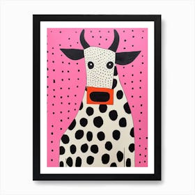 Pink Polka Dot Cow 2 Art Print