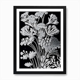 Queen Anne S Lace Leaf Linocut 2 Art Print