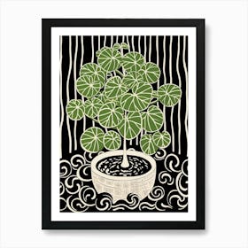 B&W Plant Illustration Peperomia 3 Art Print