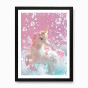 Toy Unicorn In The Bubble Bath 2 Art Print
