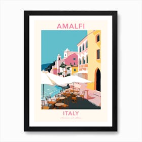 Amalfi, Italy, Flat Pastels Tones Illustration 1 Poster Art Print