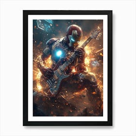 Iron Man Playing Guitar Art Print