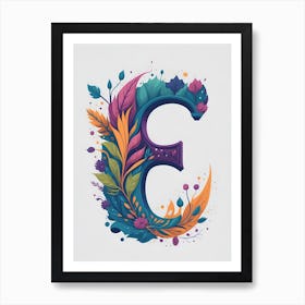 Colorful Letter E Illustration 13 Art Print