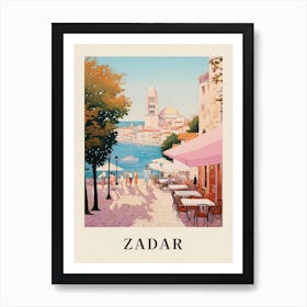 Zadar Croatia 4 Vintage Pink Travel Illustration Poster Art Print