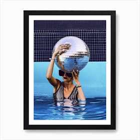 Woman Pool Disco Ball Fashion Photography 2 Art Print