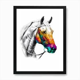 Horse Wild Tribal Illustration Art 04 Art Print