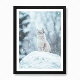 Cat In The Snow. Generated with AI. Art Print Art Print