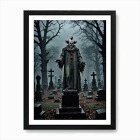 Freaky Clown Terror at Midnight: The Grinning Specter Art Print