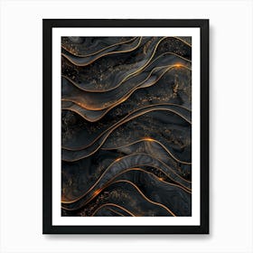 Abstract Gold And Black Background Art Print