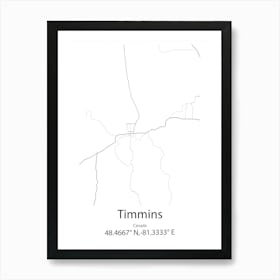 Timmins,Canada Minimalist Map Art Print