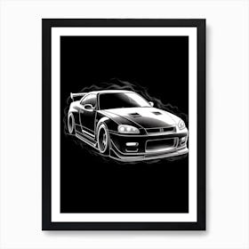 Nissan Gtr Line Drawing 1 Art Print