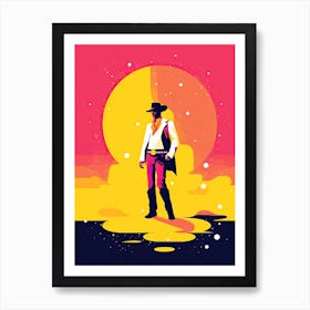 Cowboy In The Sunset, pop art Art Print