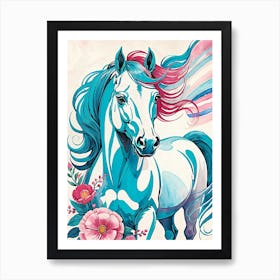 Floral Horse Painting (23) Art Print