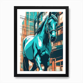 Horse Walking On The Streets Of Tokyo 2 Art Print