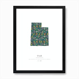Utah State | Wildflowers on Juniper Green Art Print