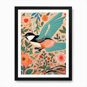 Maximalist Bird Painting Carolina Chickadee 2 Art Print