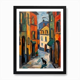 Painting Of Florence With A Cat 4 In The Style Of Matisse Art Print