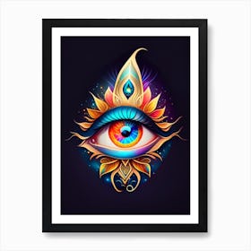 Celestial Eye, Symbol, Third Eye Tattoo 2 Art Print