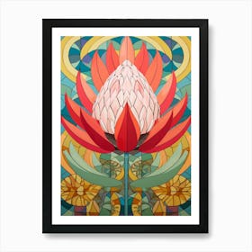 Flower Motif Painting Protea Art Print