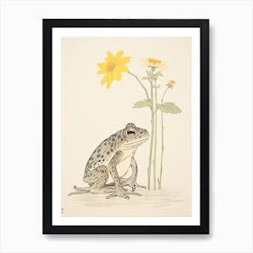 Frog And Daisy,  Matsumoto Hoji Inspired Japanese 3 Art Print