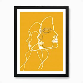 Simplicity Lines Woman Abstract In Yellow 5 Art Print