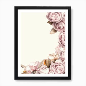 Vintage Summer Sepia Rose Blossoms Garden Art Print